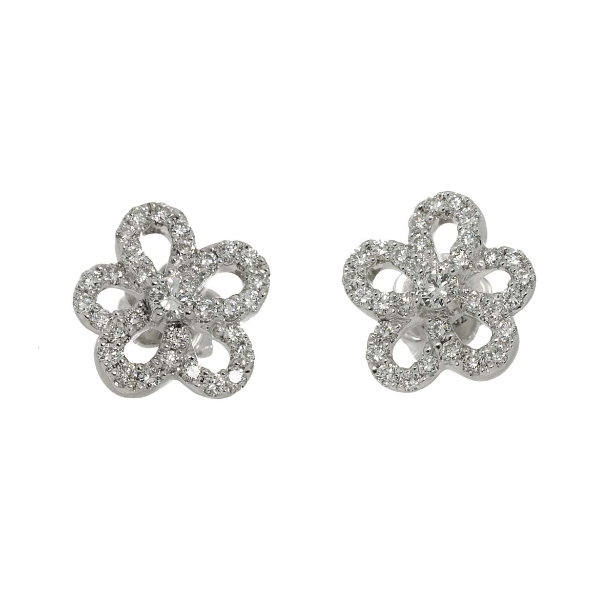 Diamond 0.22ct/0.22ct Earrings Pierced 18K WG 750