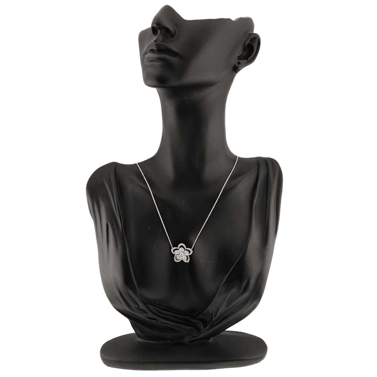 Flower Large Diamond Necklace 18K WG 750