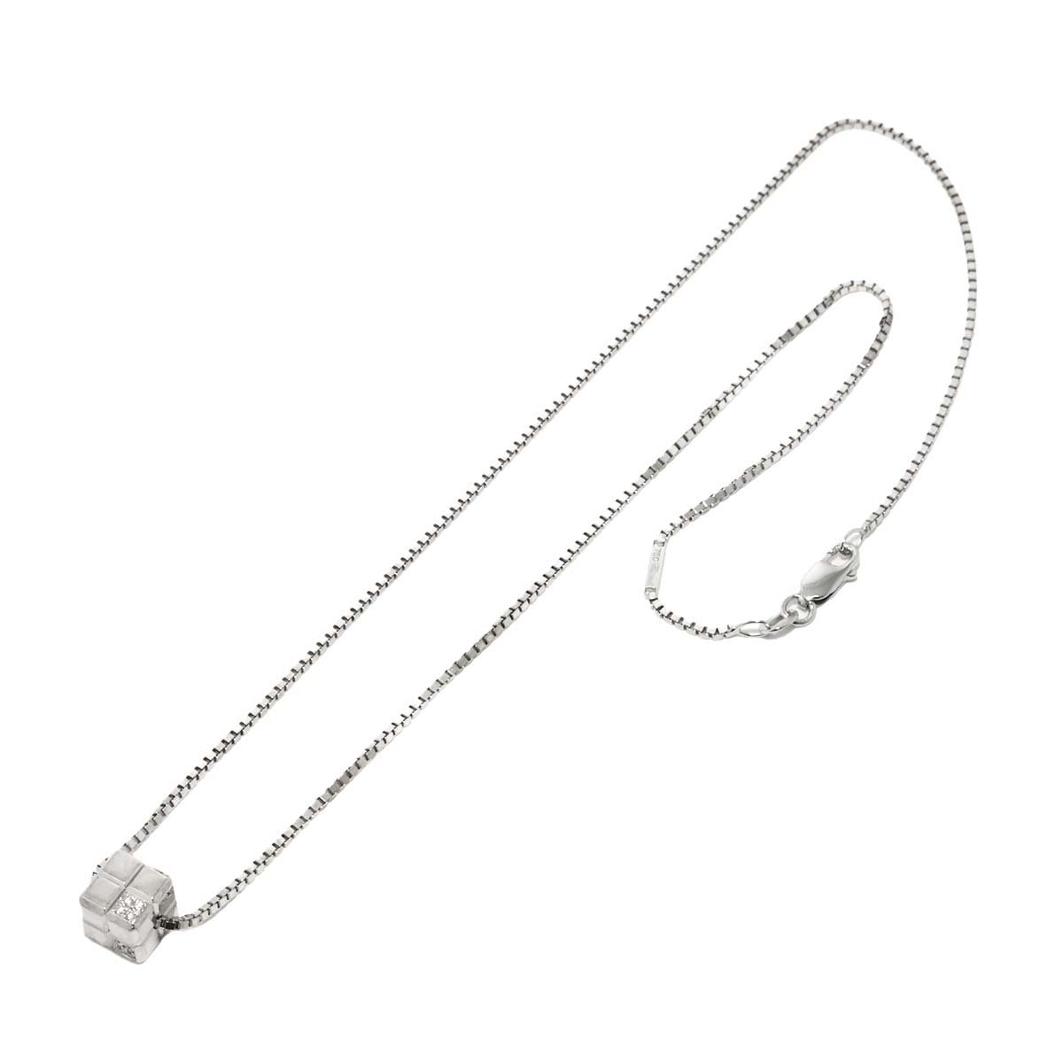 Cube Diamond Necklace 18K White Gold 750