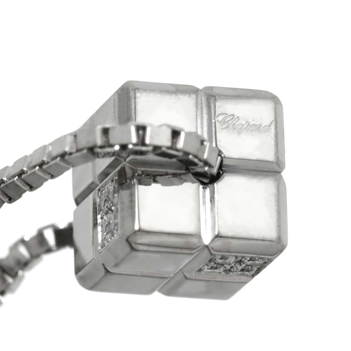 Cube Diamond Necklace 18K White Gold 750