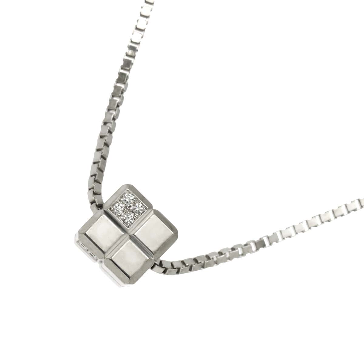 Cube Diamond Necklace 18K White Gold 750