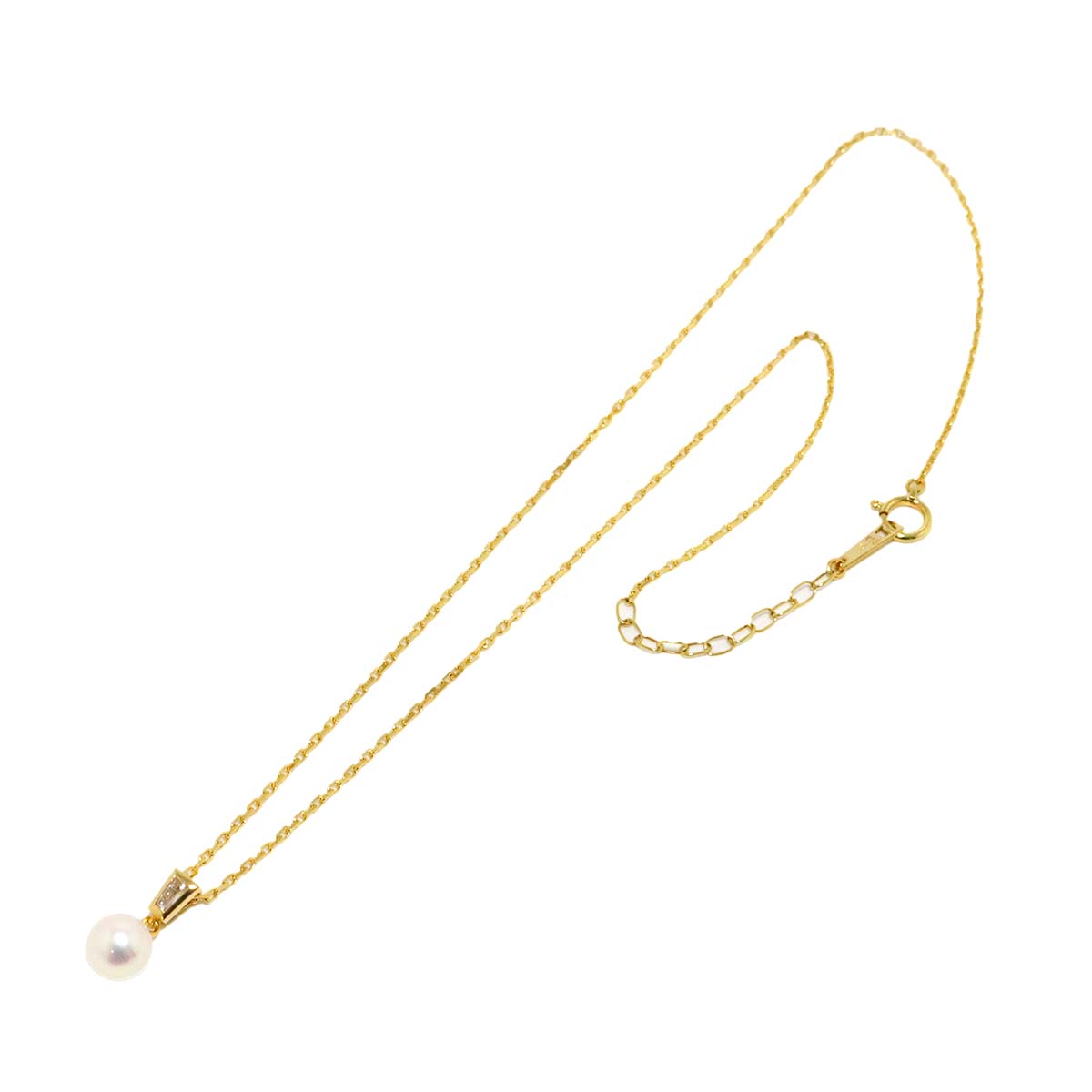 Akoya Pearl 6.6mm Diamond 0.08ct Necklace 18K YG 750