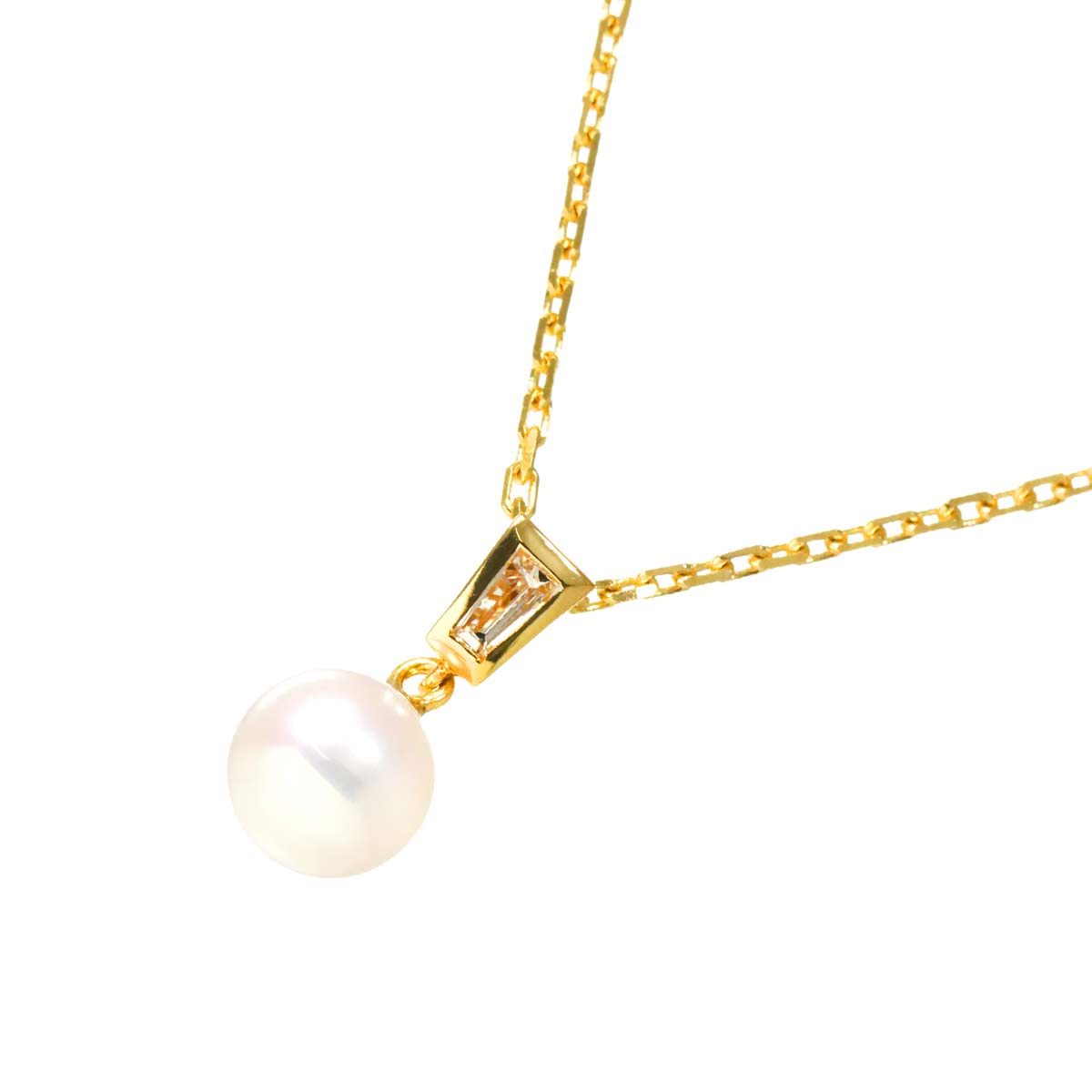 Akoya Pearl 6.6mm Diamond 0.08ct Necklace 18K YG 750