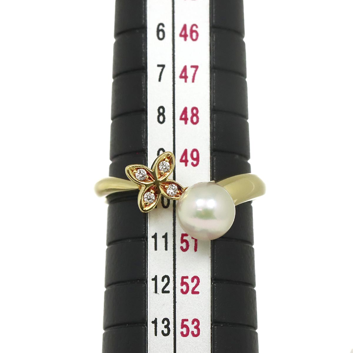 Akoya Pearl 6.2mm Diamond Ring 18K YG 750 5.25(US)