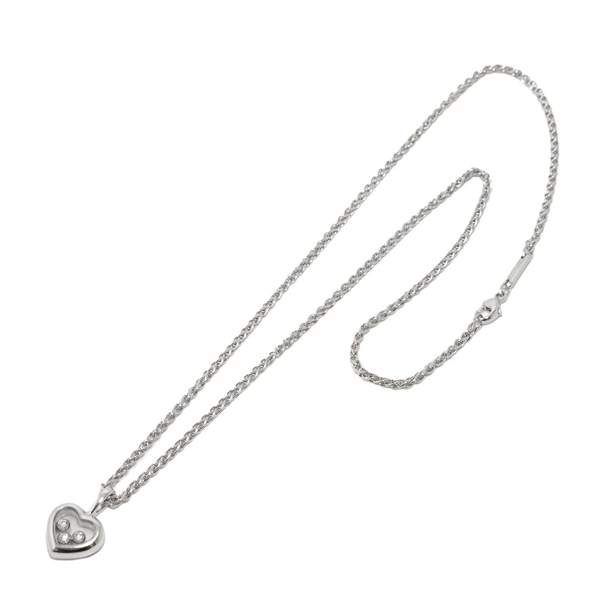 Happy Diamond Heart Necklace 18K White Gold 750