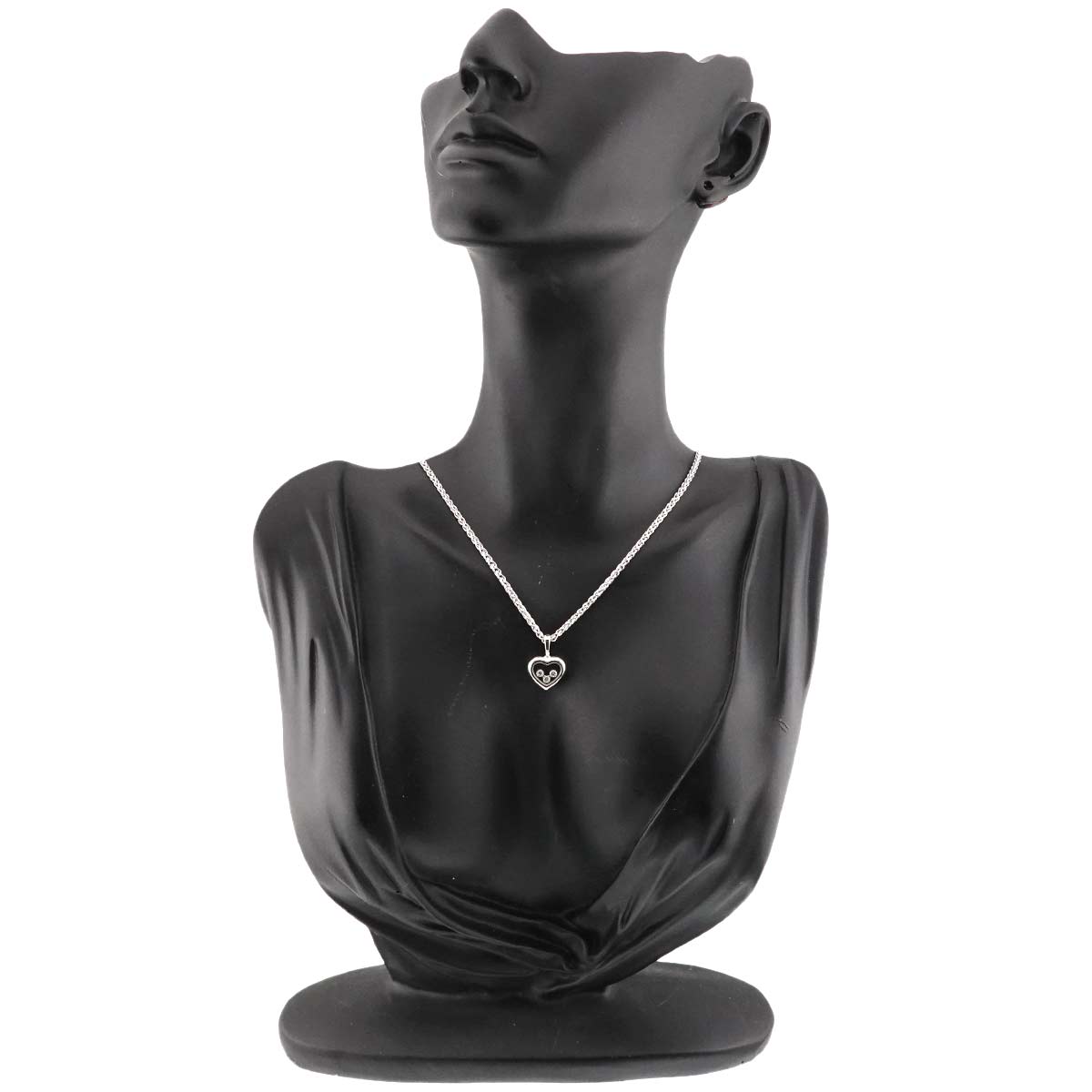 Happy Diamond Heart Necklace 18K White Gold 750