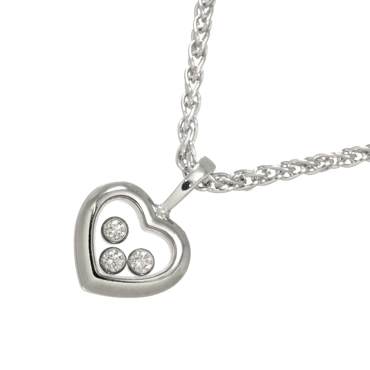 Happy Diamond Heart Necklace 18K White Gold 750