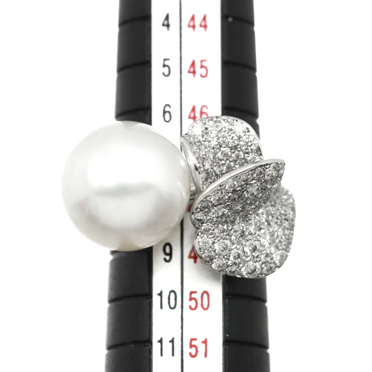 South Sea pearl 12.4mm Diamond 0.78ct Ring 18K WG size4.5(US)