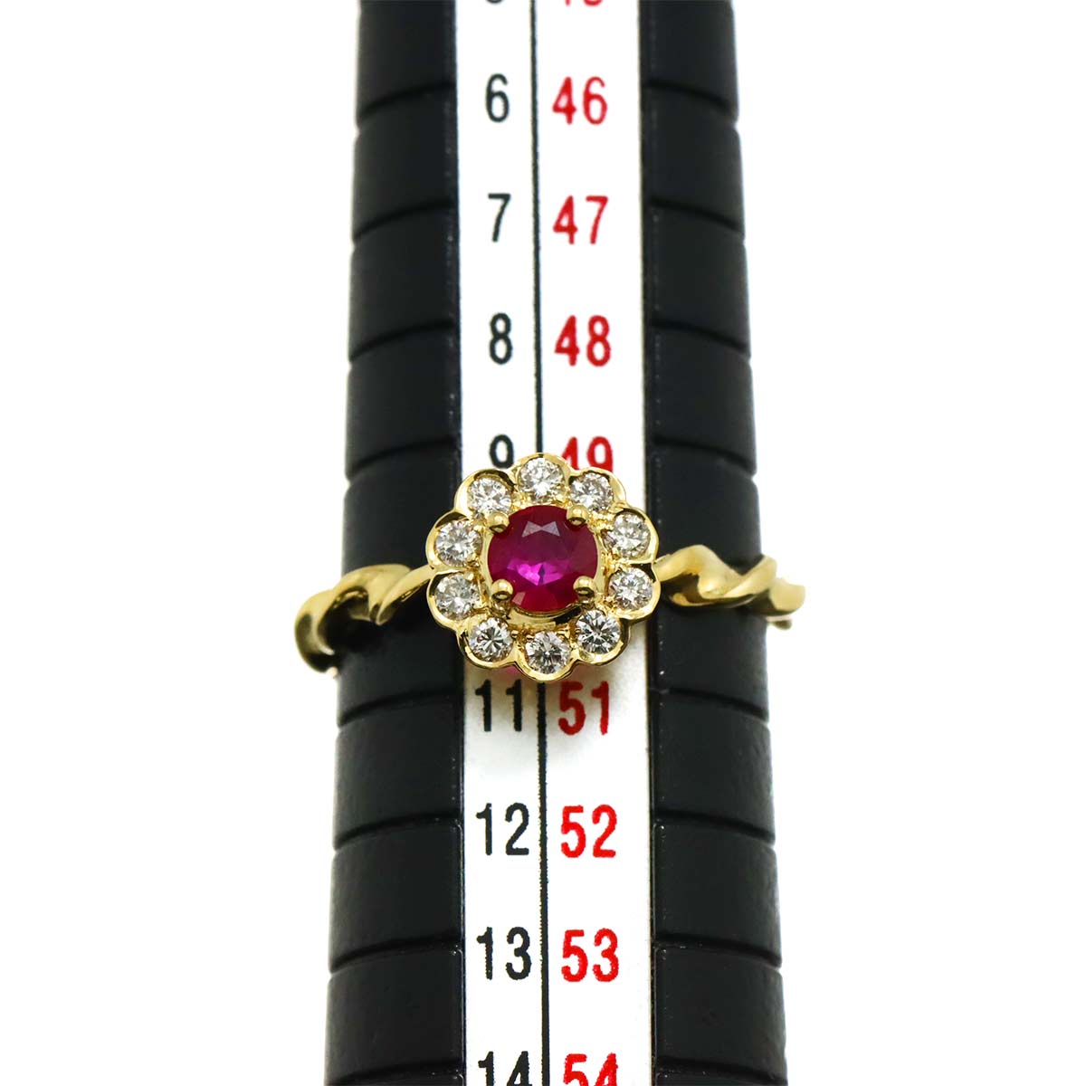 Ruby 0.26ct Diamond 0.20ct Ring 18K YG Size5-5.25(US)