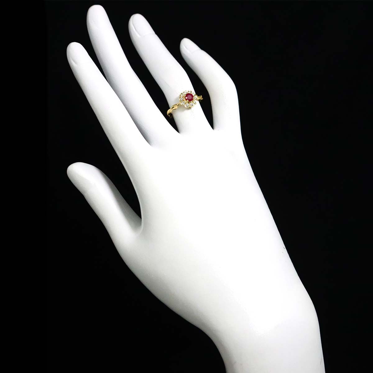 Ruby 0.26ct Diamond 0.20ct Ring 18K YG Size5-5.25(US)
