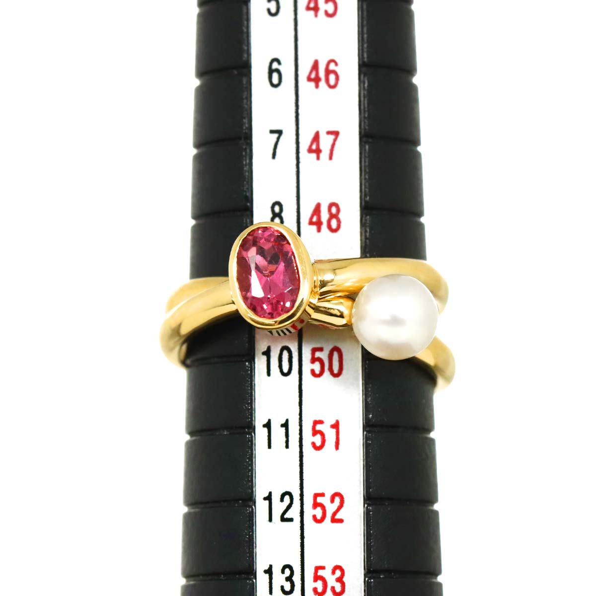 Akoya pearl 5.4mm Tourmaline Ring 18K YG 750 5.25(US)