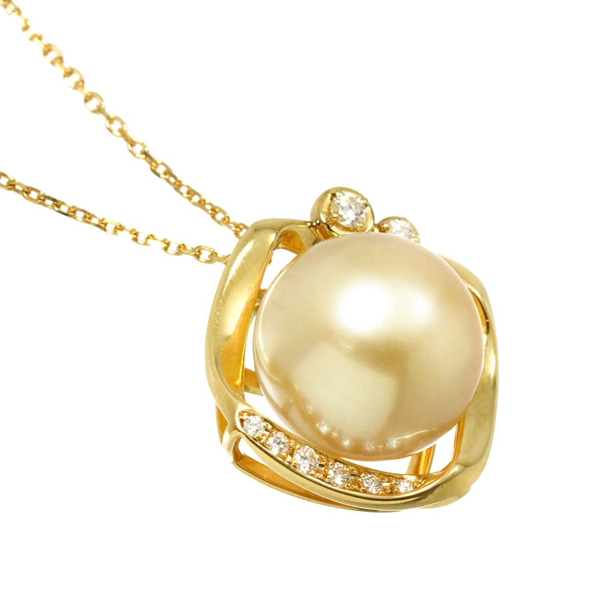South Sea pearl 12.3mm Diamond 0.10ct Necklace 18K YG 750