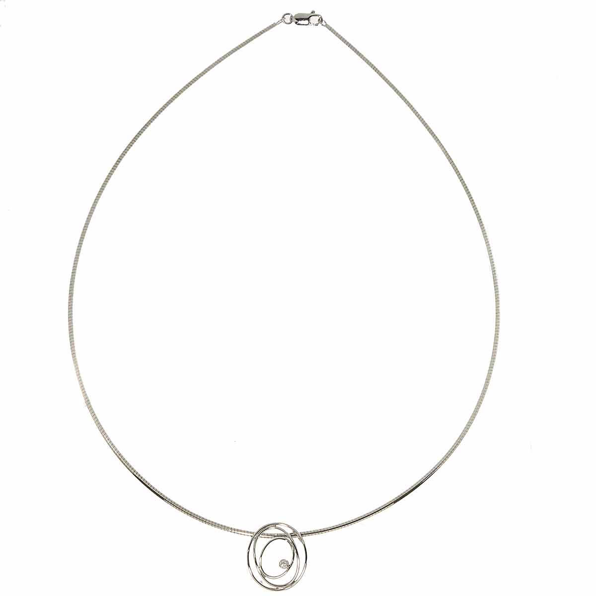 Diamond 0.01ct Necklace 18K WG White Gold 750