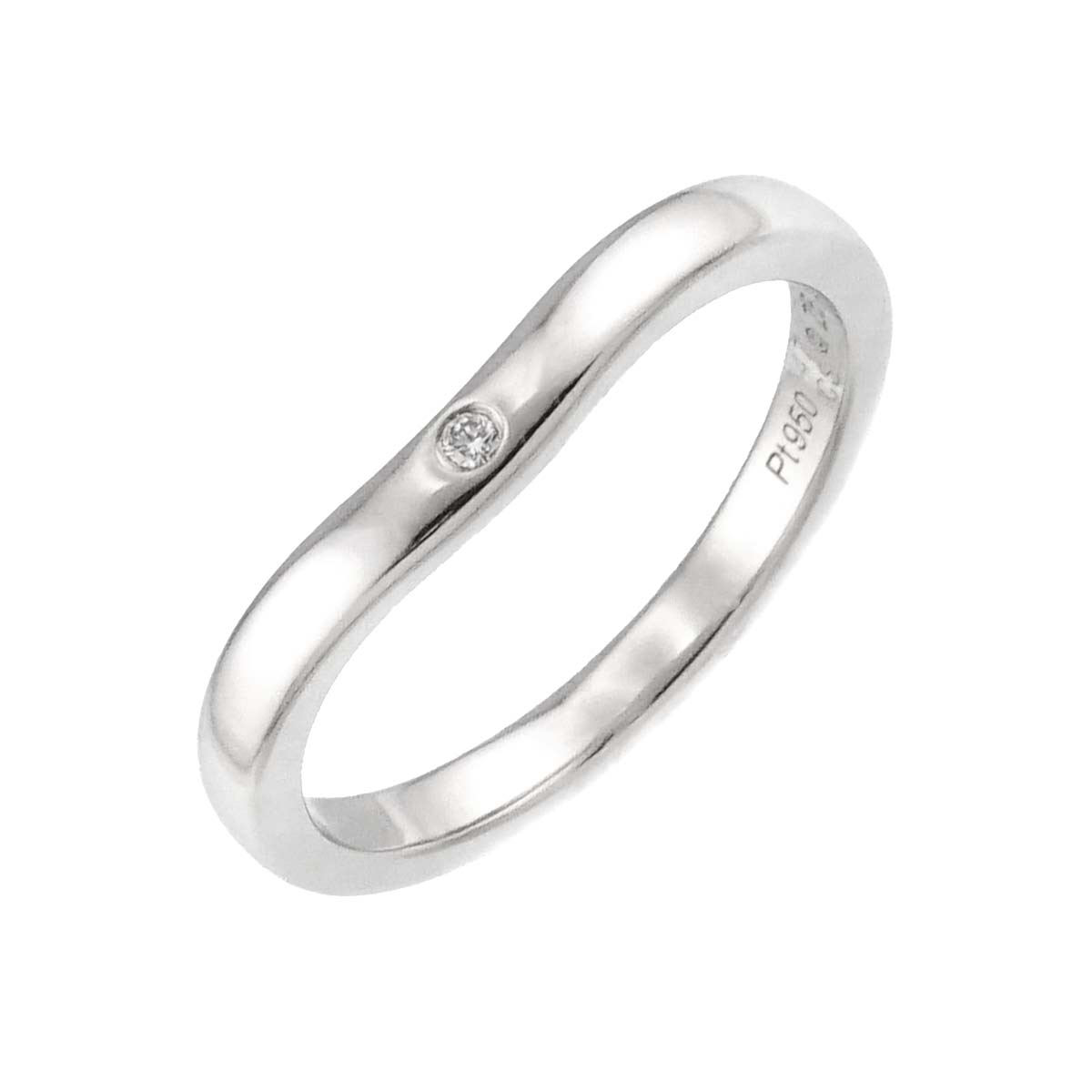 Ballerine curve Diamond 3P Ring Pt Pt size47 4(US)