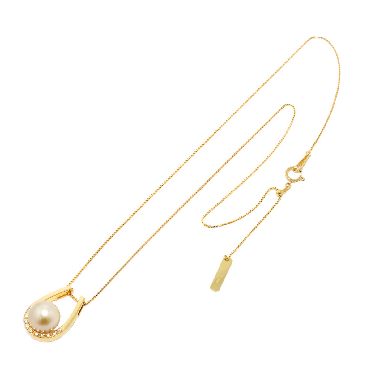 South Sea pearl 10.0mm Diamond 0.10ct Necklace 18K YG 750
