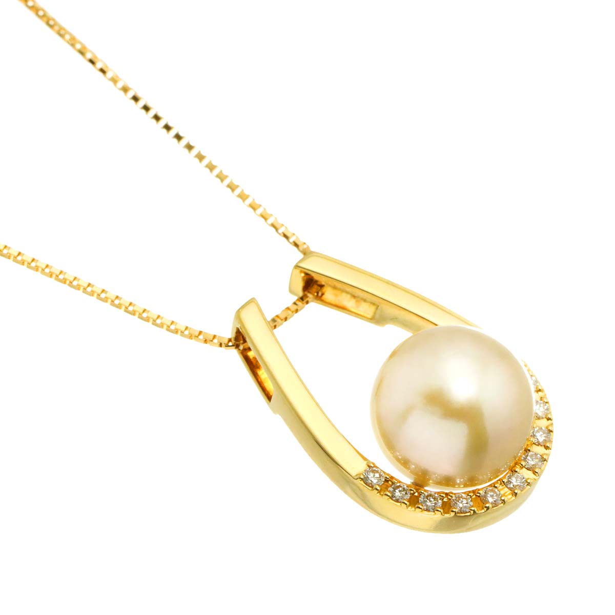 South Sea pearl 10.0mm Diamond 0.10ct Necklace 18K YG 750