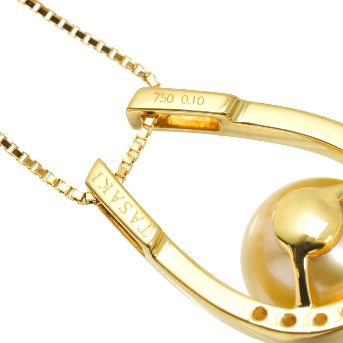 South Sea pearl 10.0mm Diamond 0.10ct Necklace 18K YG 750