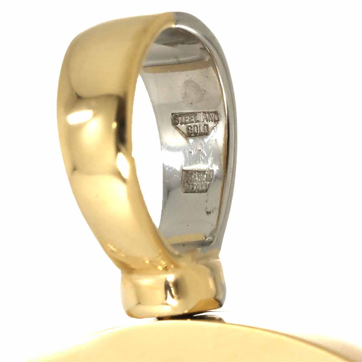 Double Logo Onyx Mother of Pearl Pendant Top 18K YG 750 STEEL