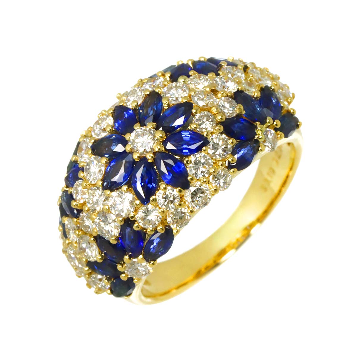Sapphire 3.19ct Diamond 2.03ct Ring 18K YG Yellow Gold size7.5(US)