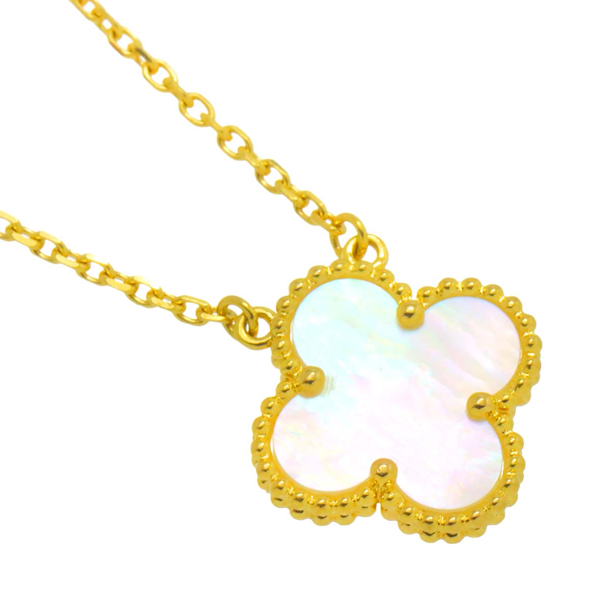 Vintage Alhambra MotherofPearl MOP Necklace 18K YG 750