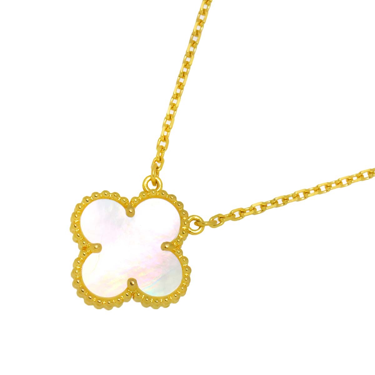 Vintage Alhambra MotherofPearl MOP Necklace 18K YG 750