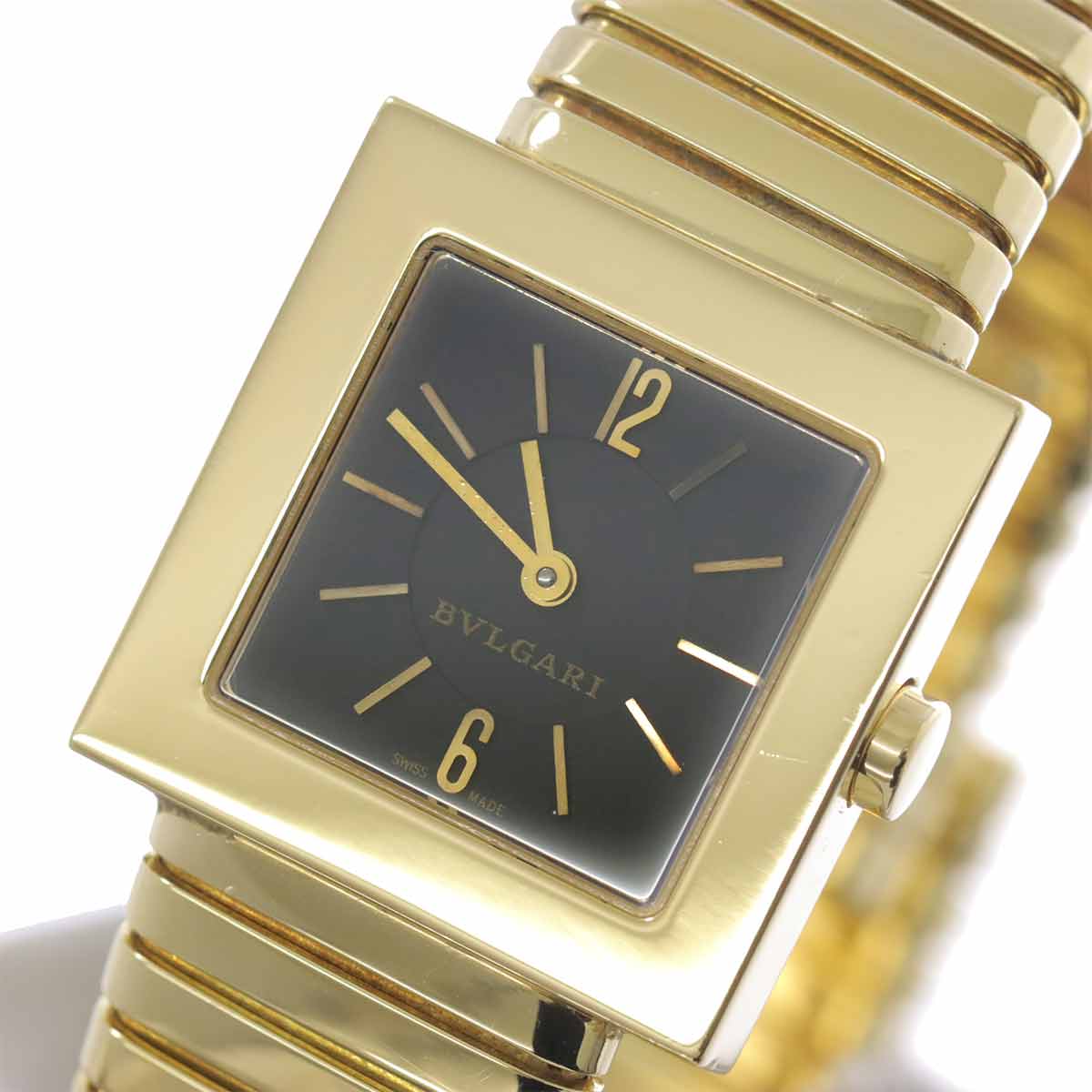Quadrato Tubogas SQ222T 750 YG Quartz Black Dial Ladies