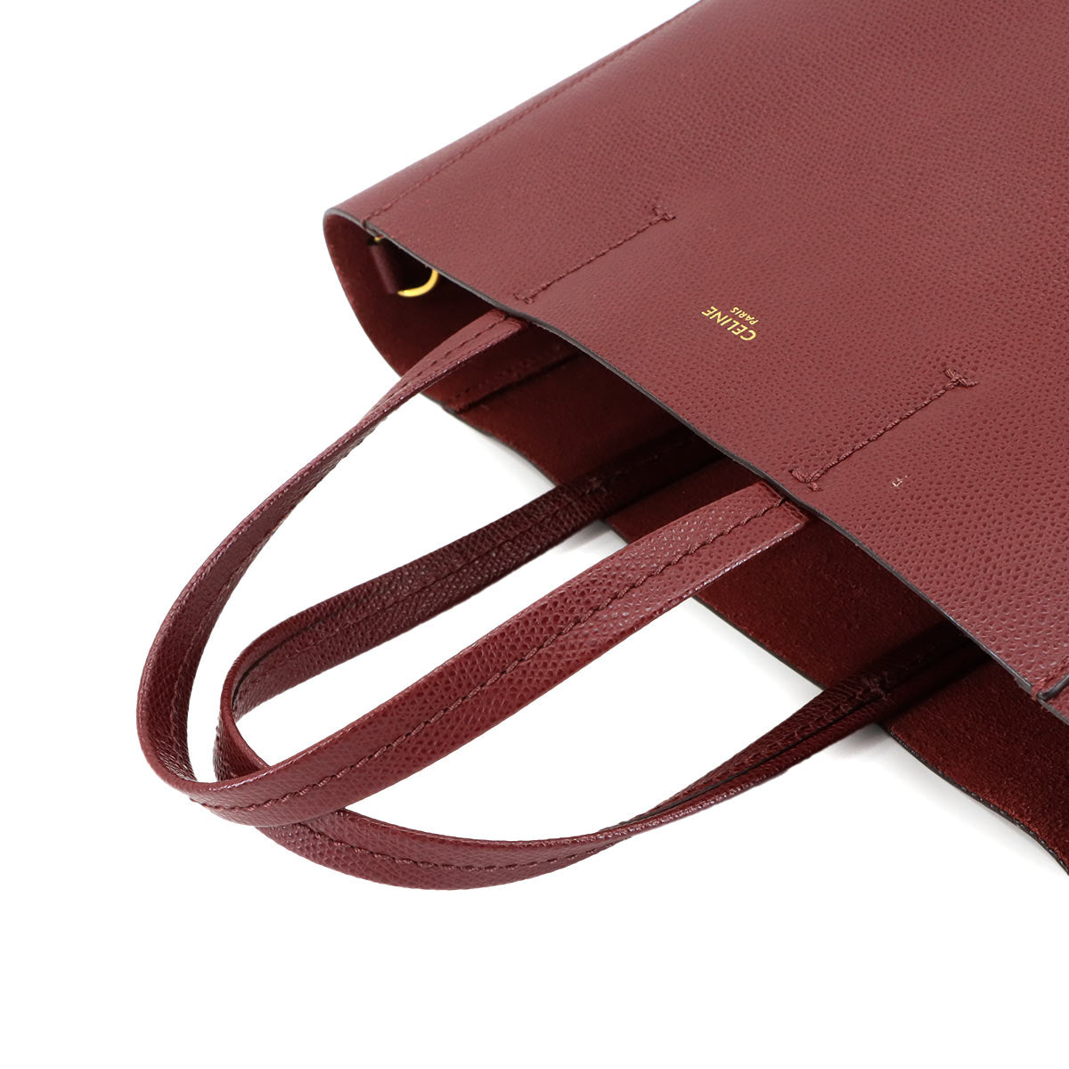 Small Vertical Cabas Tote Shoulder Bag Leather Bordeaux 176183