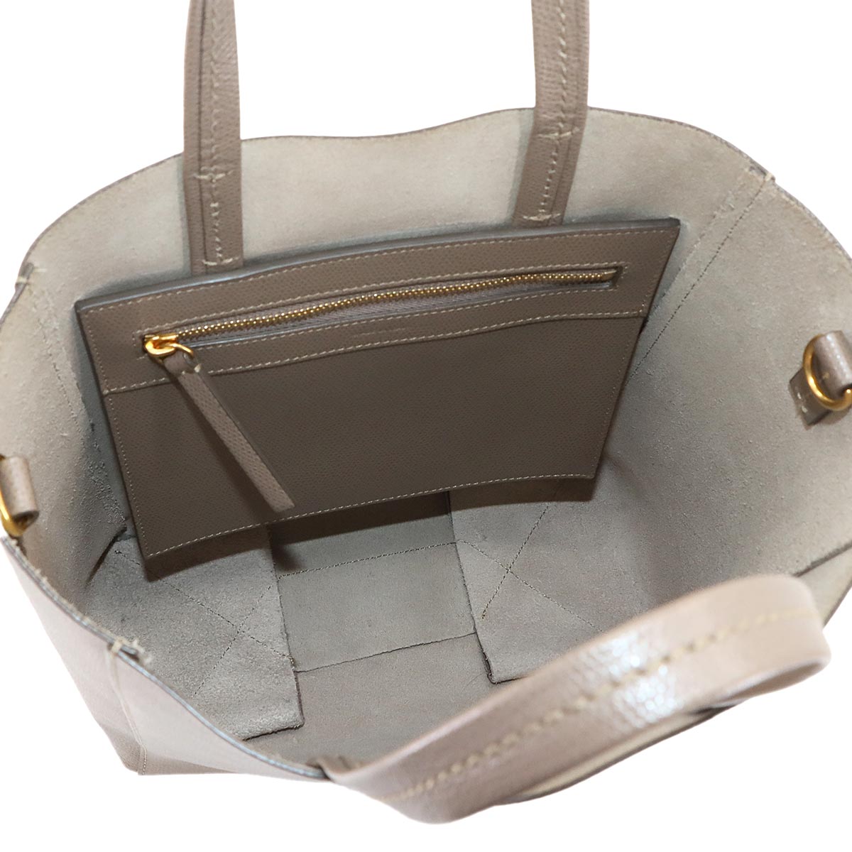 Small Vertical Cabas 2way Tote Shoulder Bag Leather Taupe 189813