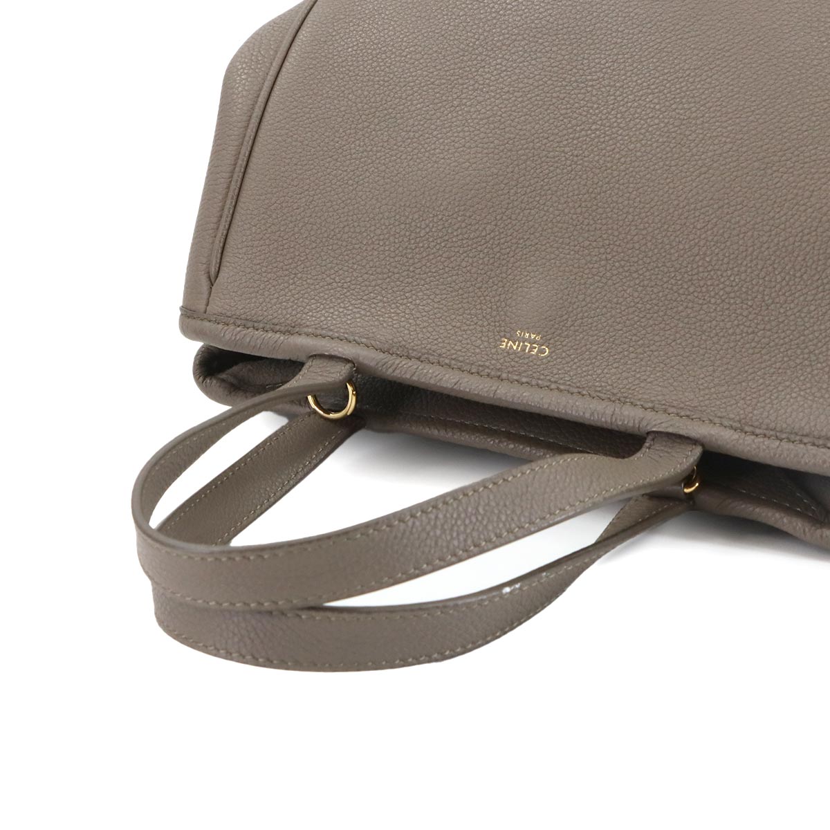 Small Folded Cabas 2way Tote Shoulder Bag Leather Taupe 194073