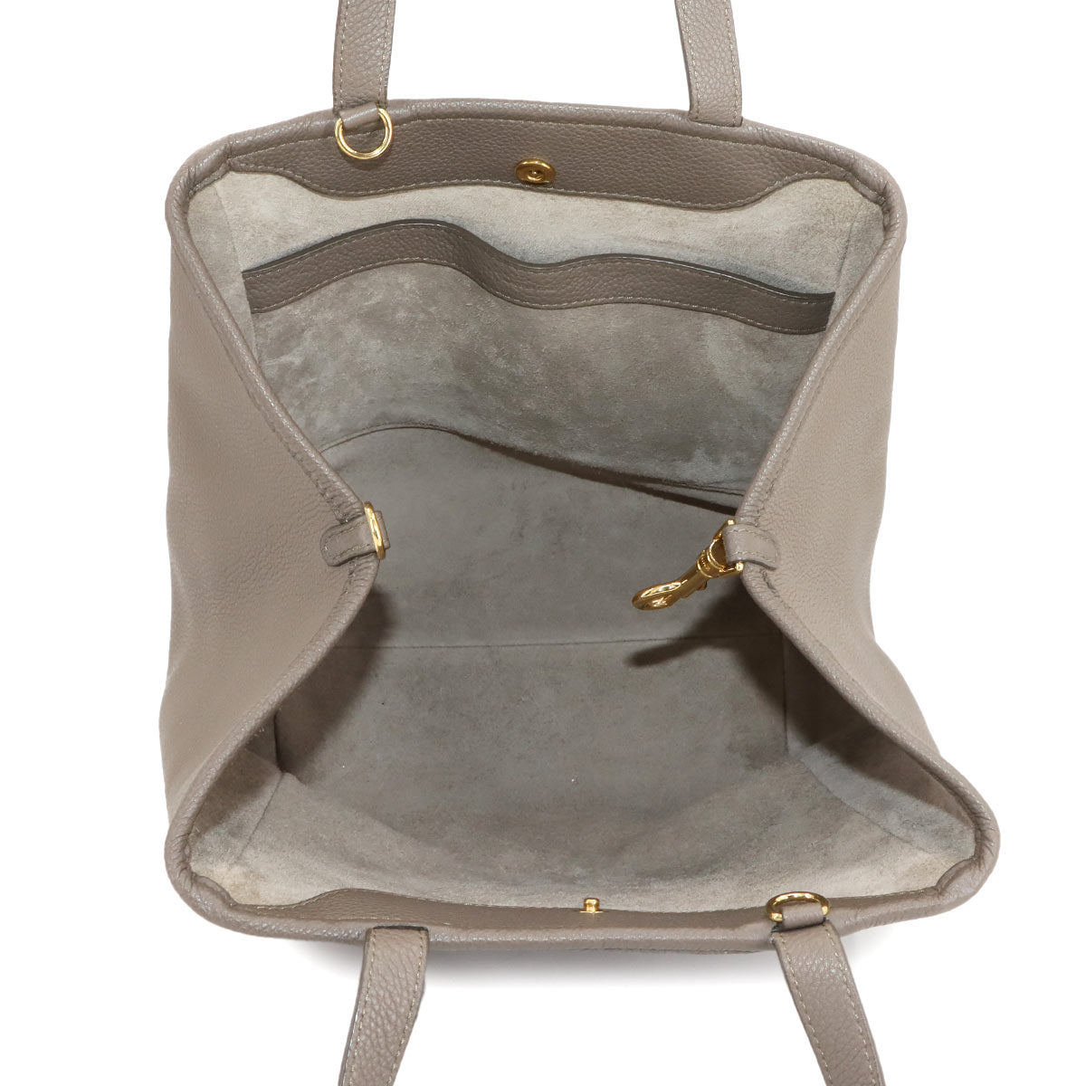 Small Folded Cabas 2way Tote Shoulder Bag Leather Taupe 194073