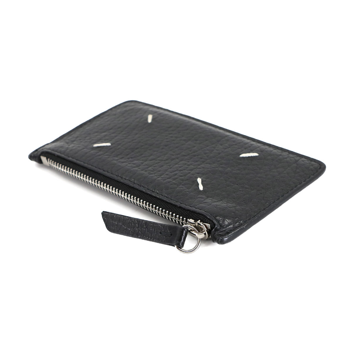 Four Stitches Coin case Purse Leather Black