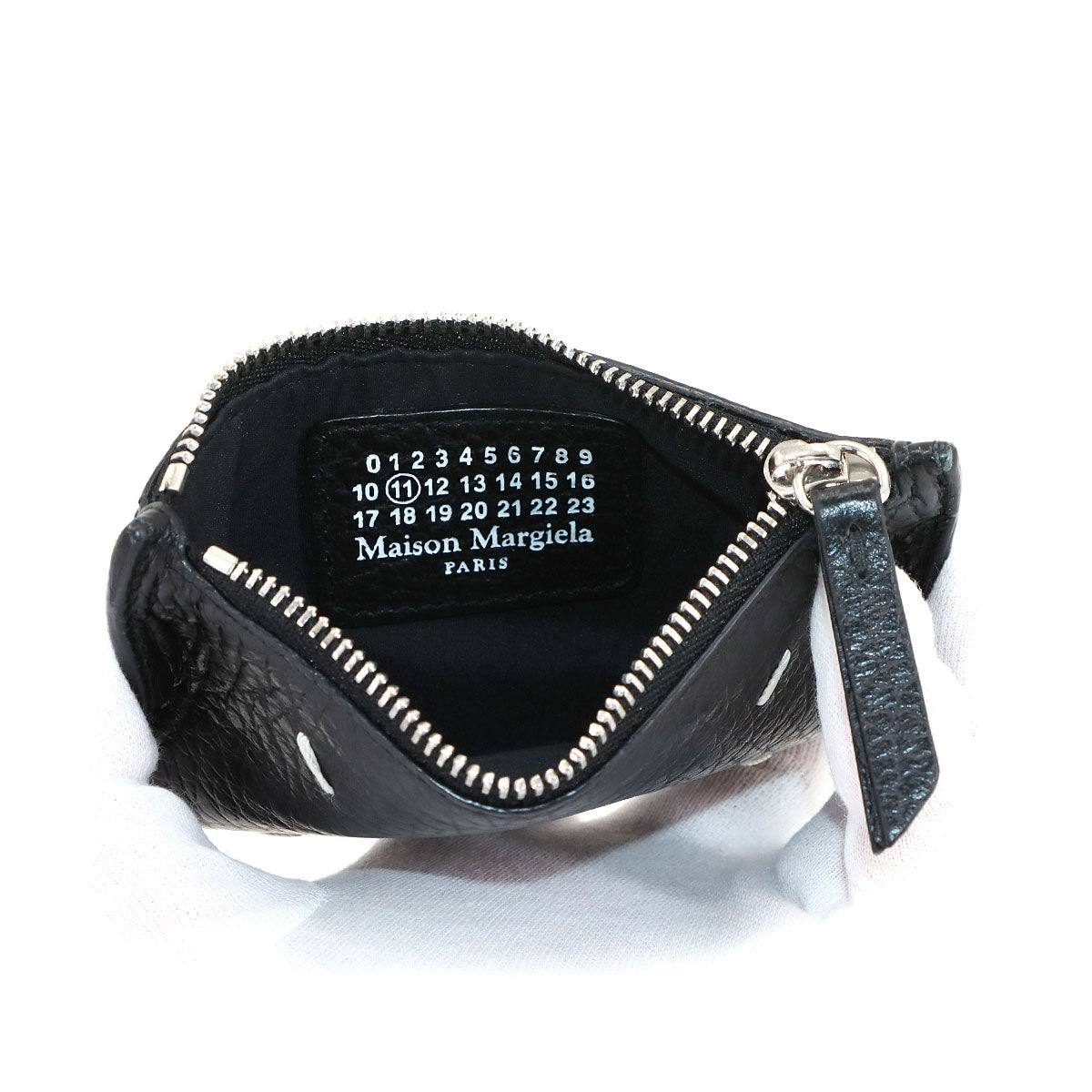 Four Stitches Coin case Purse Leather Black