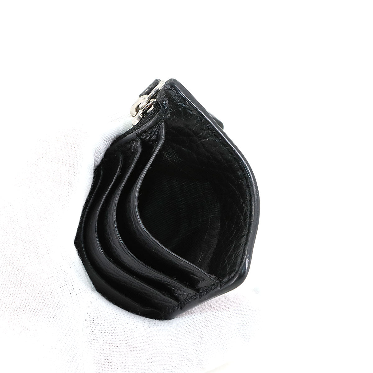 Four Stitches Coin case Purse Leather Black