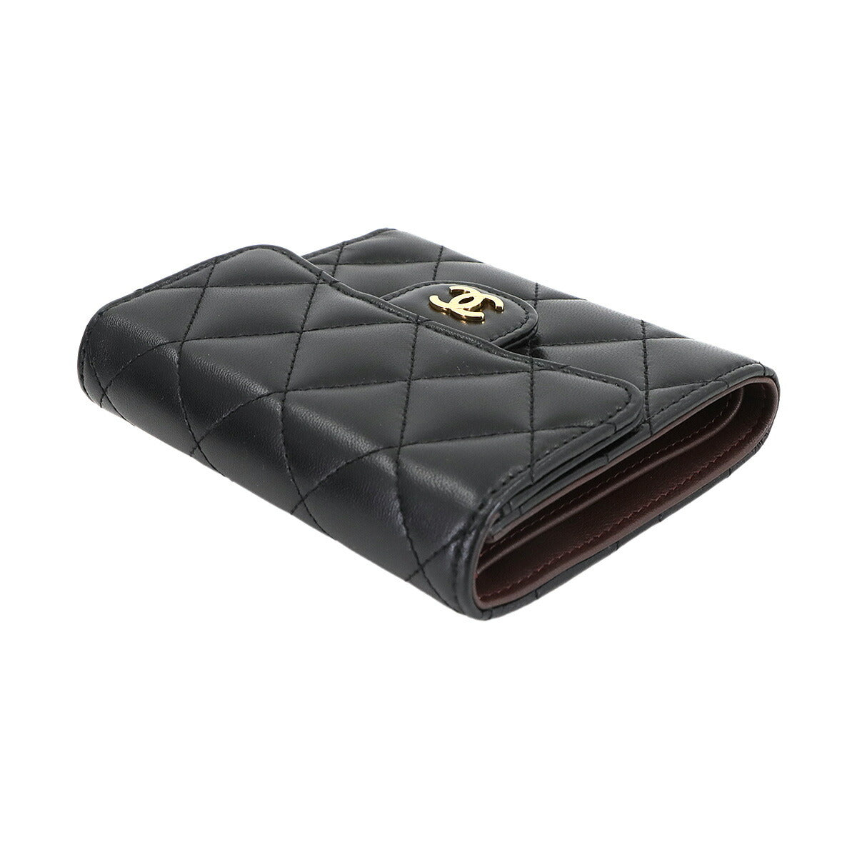 Matelasse Compact Wallet Leather Black AP0231 Purse