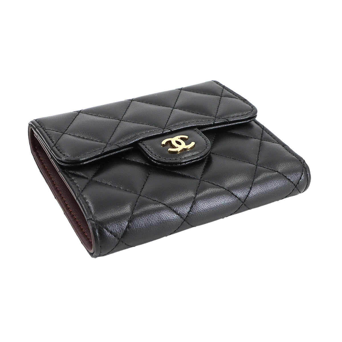 Matelasse Compact Wallet Leather Black AP0231 Purse