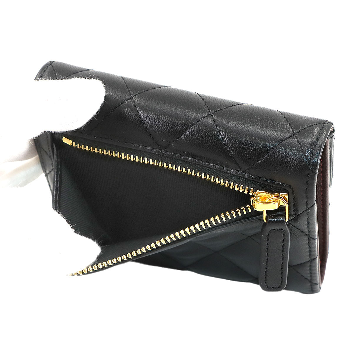 Matelasse Compact Wallet Leather Black AP0231 Purse