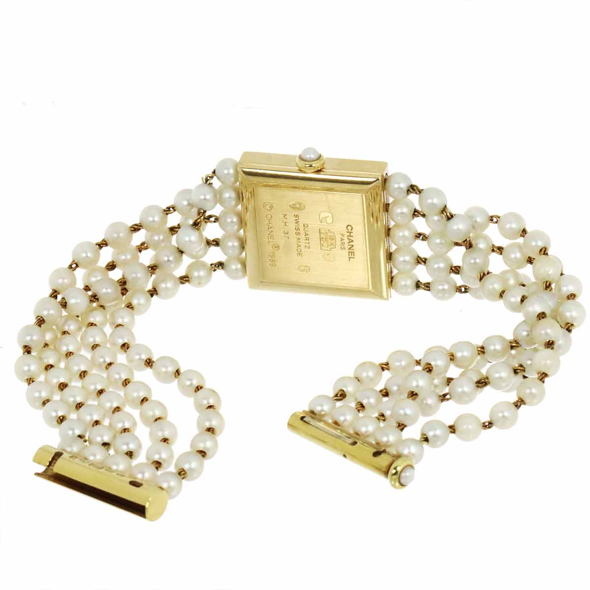 Mademoiselle Pearl Bracelet H0007 750 YG White Dial Ladies