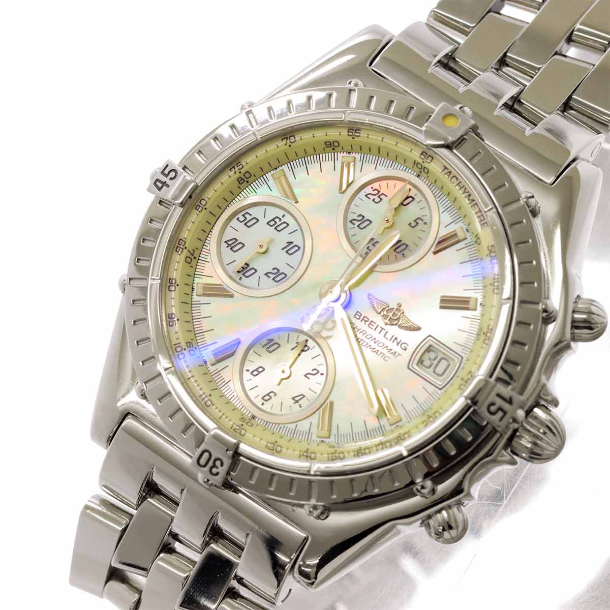 Chronomat A13050.1 Chronograph Date White Shell Dial Mens