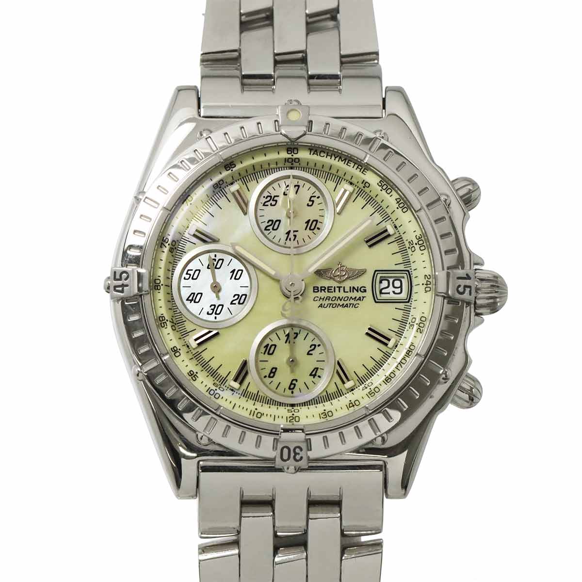 Chronomat A13050.1 Chronograph Date White Shell Dial Mens