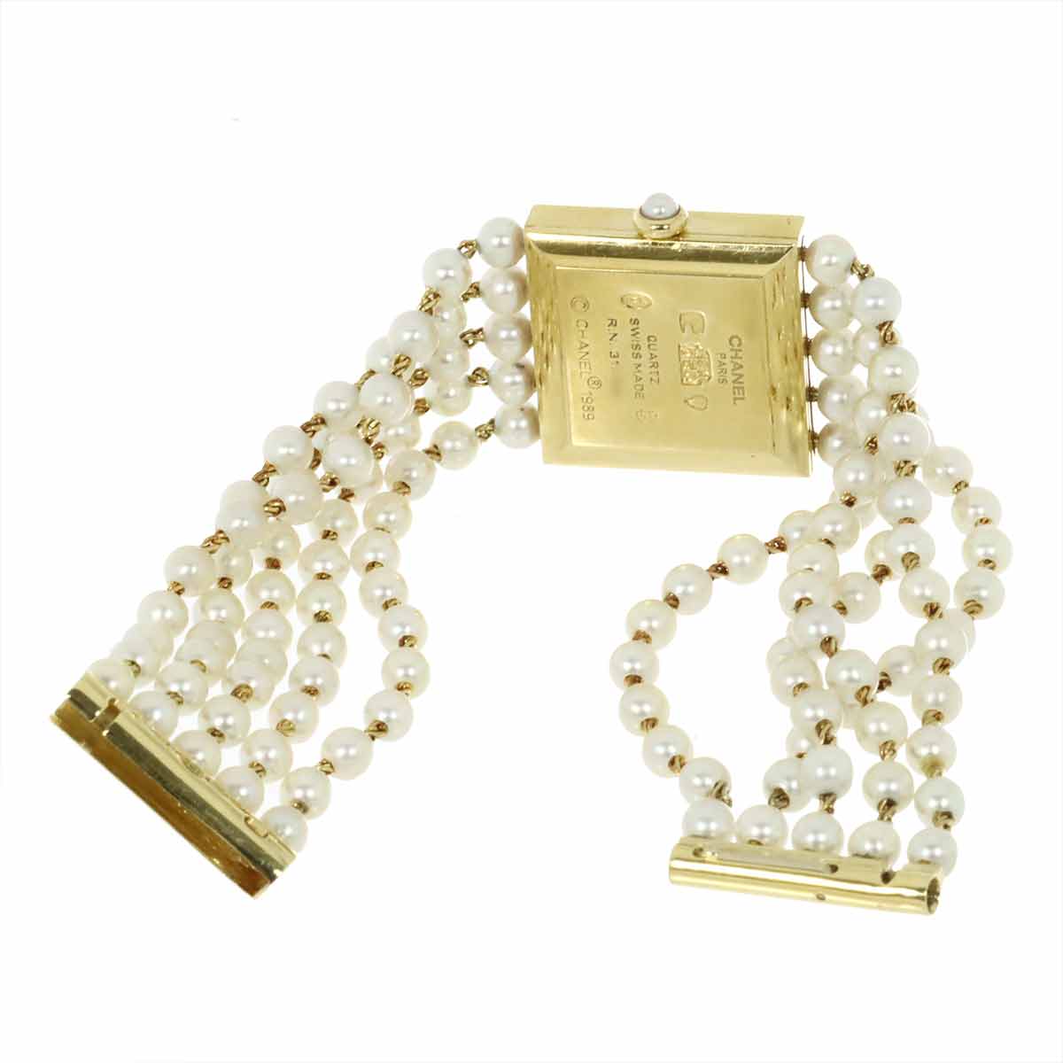 Mademoiselle Pearl Bracelet H0007 750 YG White Dial Ladies