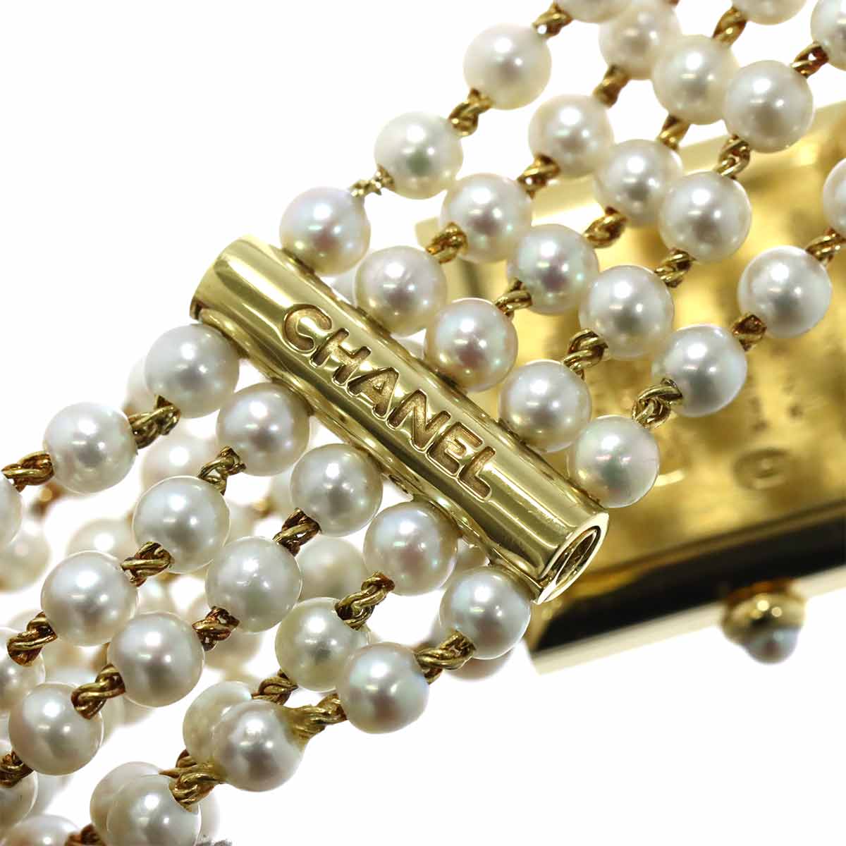 Mademoiselle Pearl Bracelet H0007 750 YG White Dial Ladies