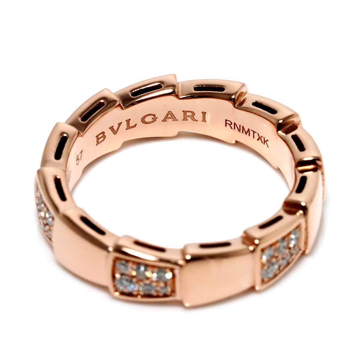 Serpenti Viper Diamond Ring 18K PG 750 size57 7.5-7.75(US)