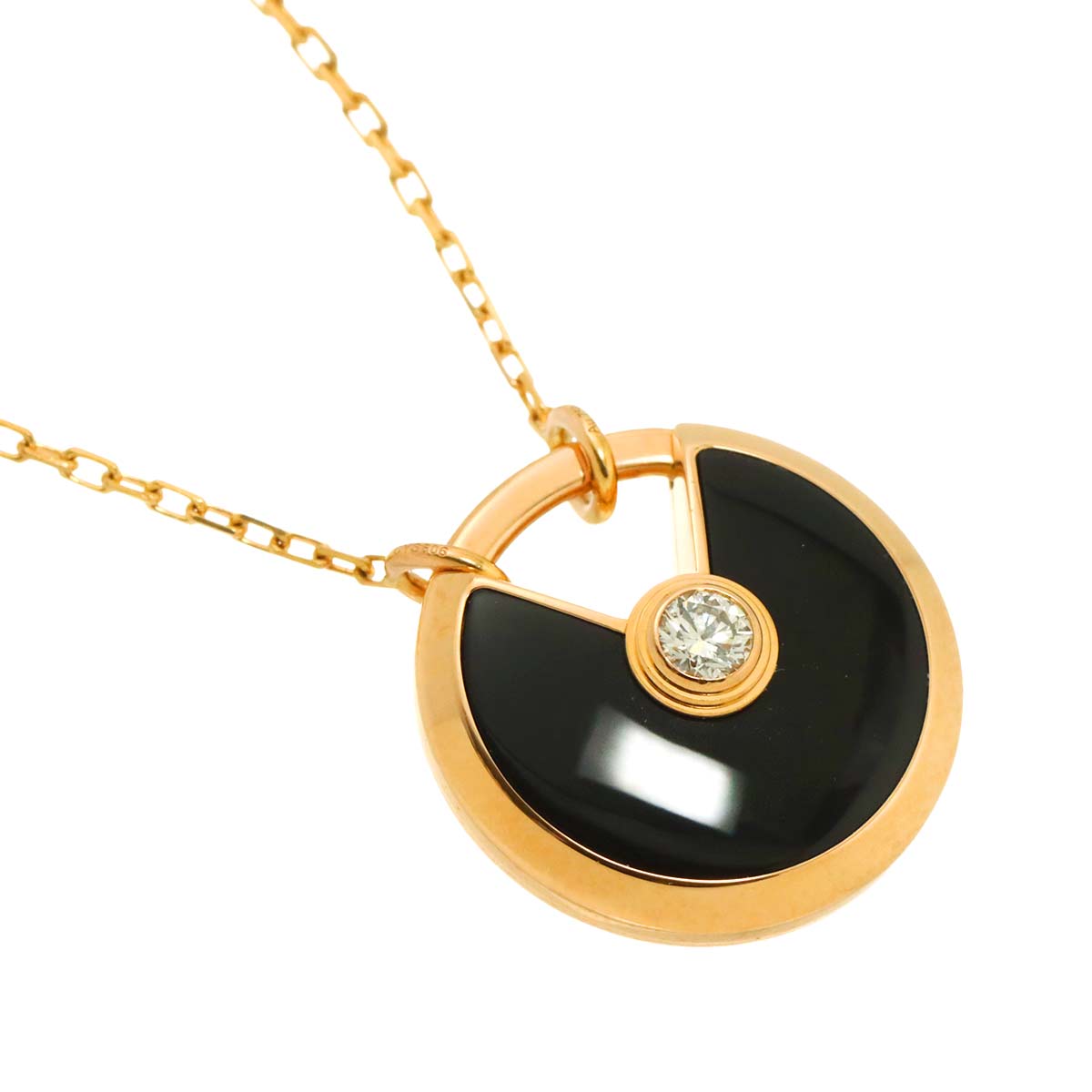 Amulette De Onyx Diamond Necklace SM 18K Pink Gold 750