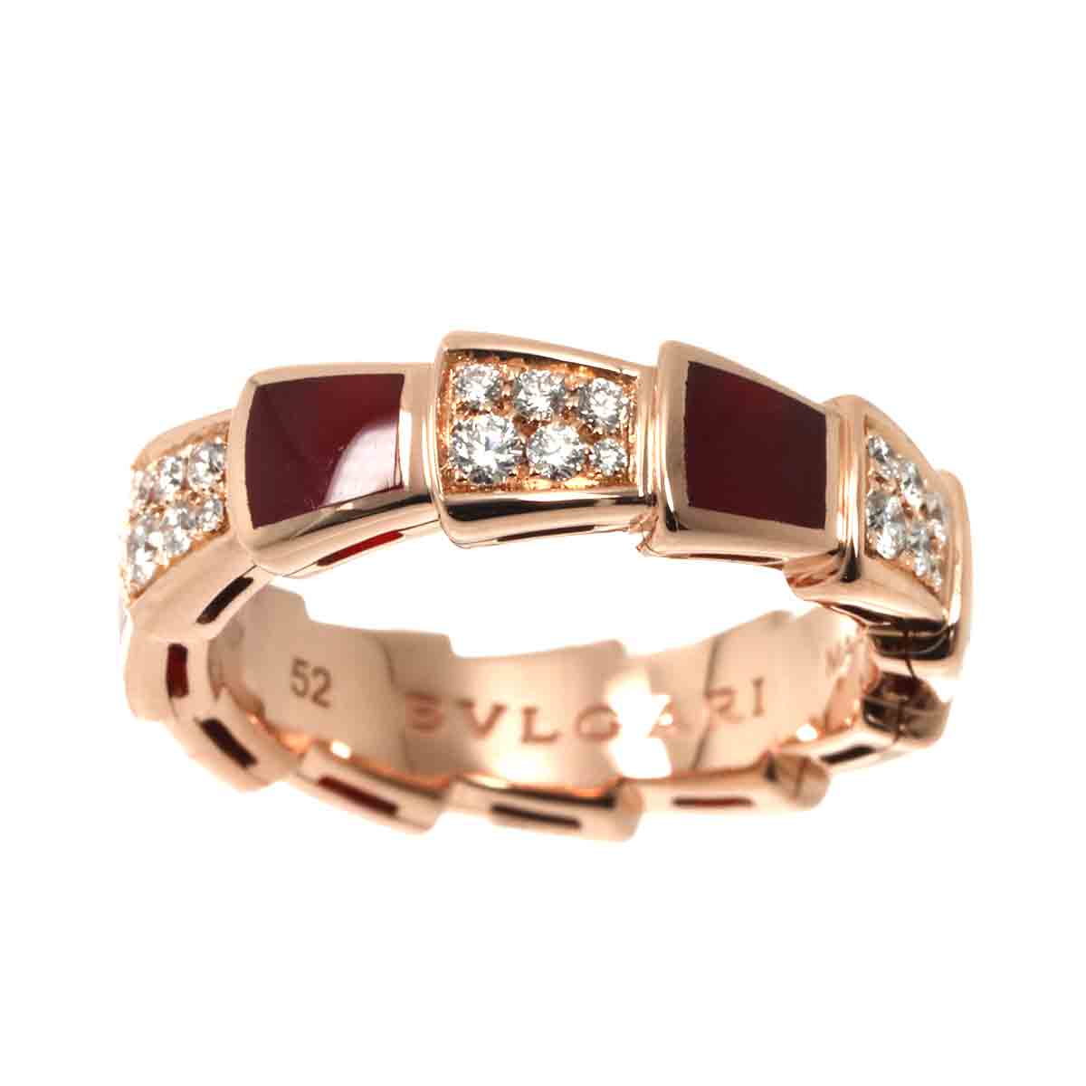 Serpenti Viper Carnelian Diamond Ring 18K PG size52 5.75-6(US)