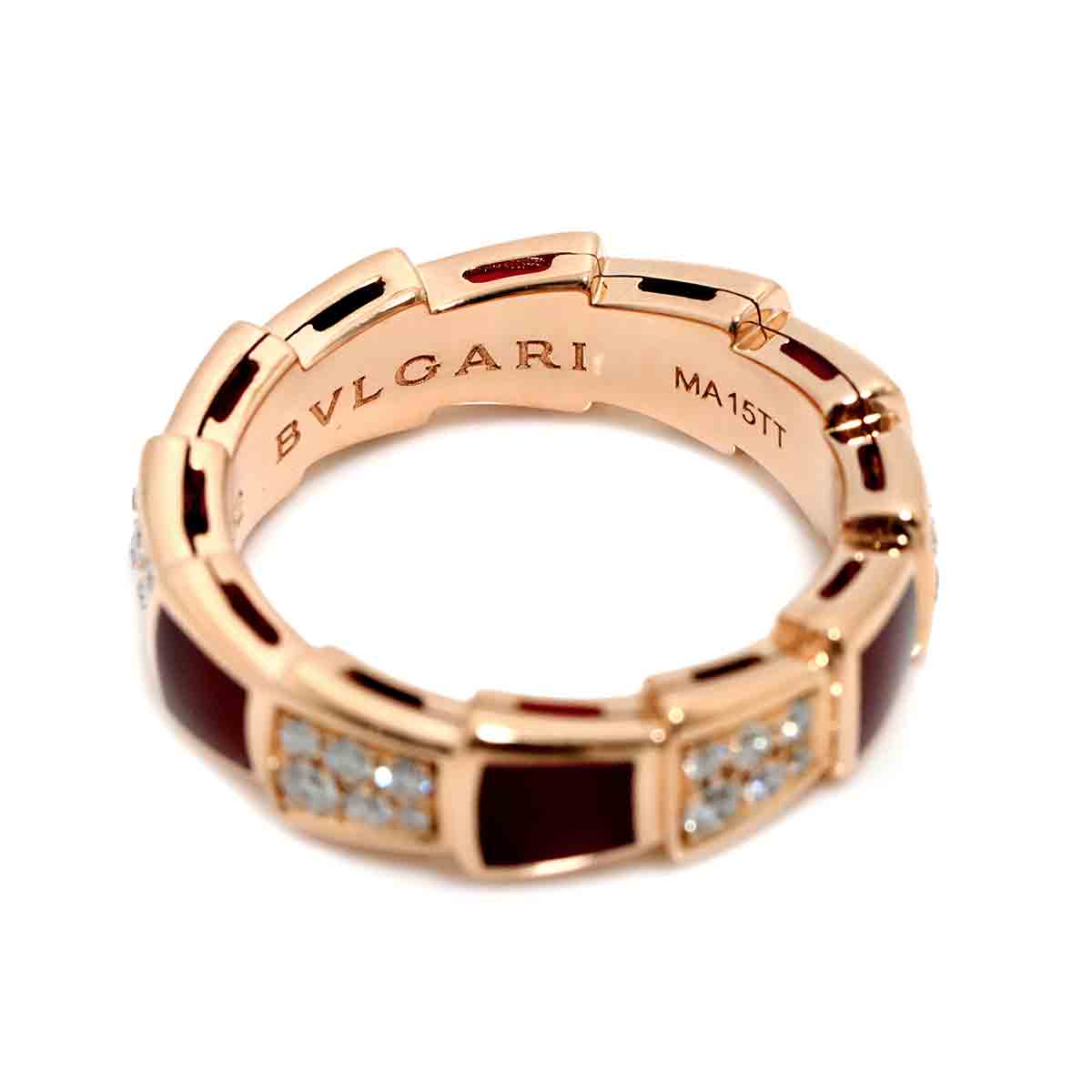 Serpenti Viper Carnelian Diamond Ring 18K PG size52 5.75-6(US)