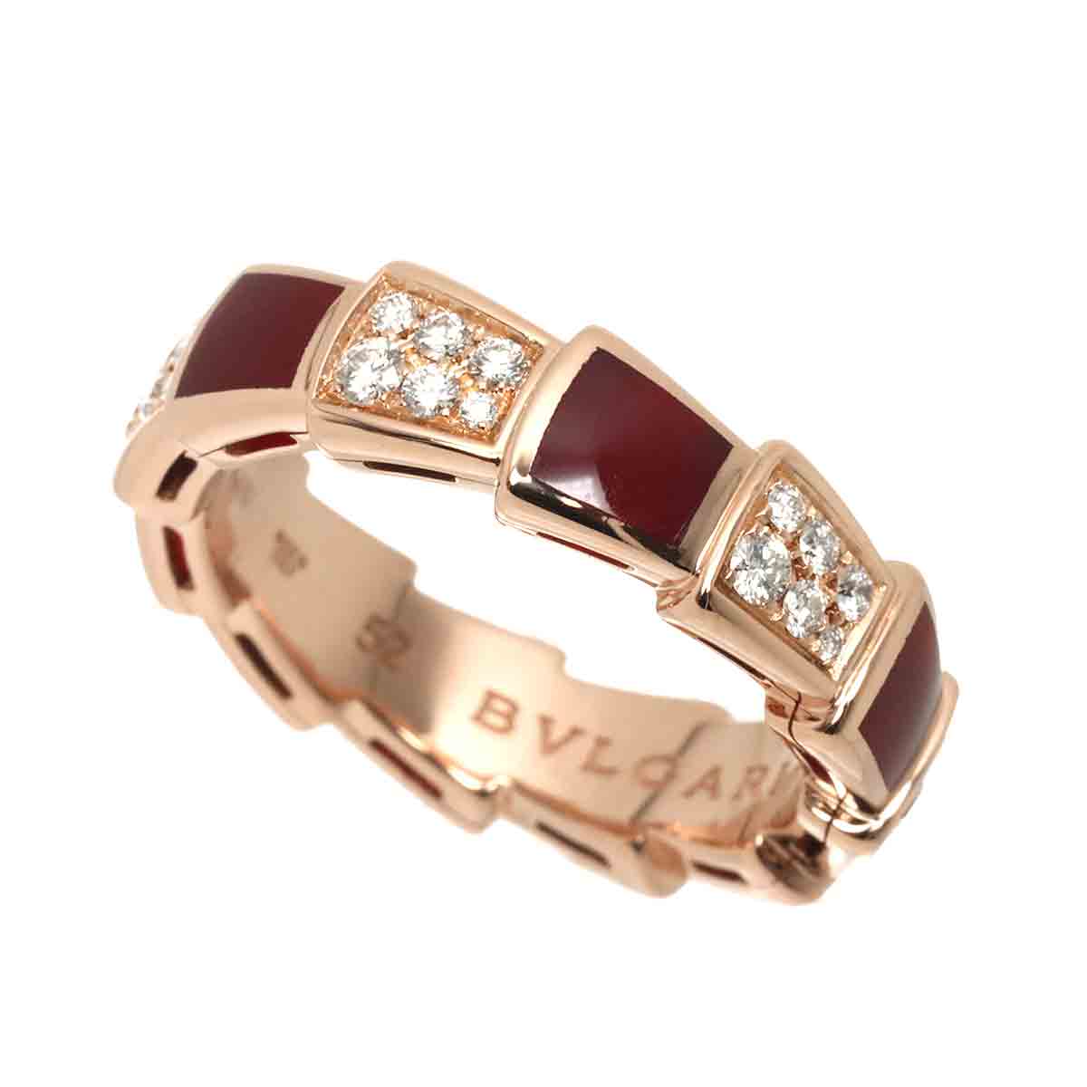 Serpenti Viper Carnelian Diamond Ring 18K PG size52 5.75-6(US)