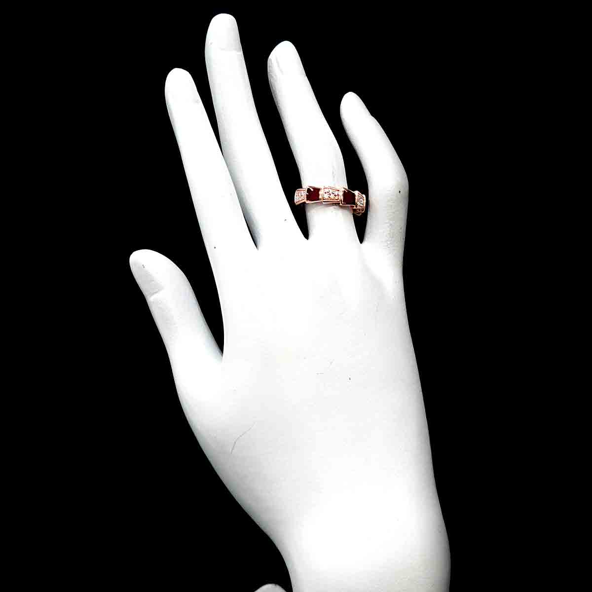 Serpenti Viper Carnelian Diamond Ring 18K PG size52 5.75-6(US)