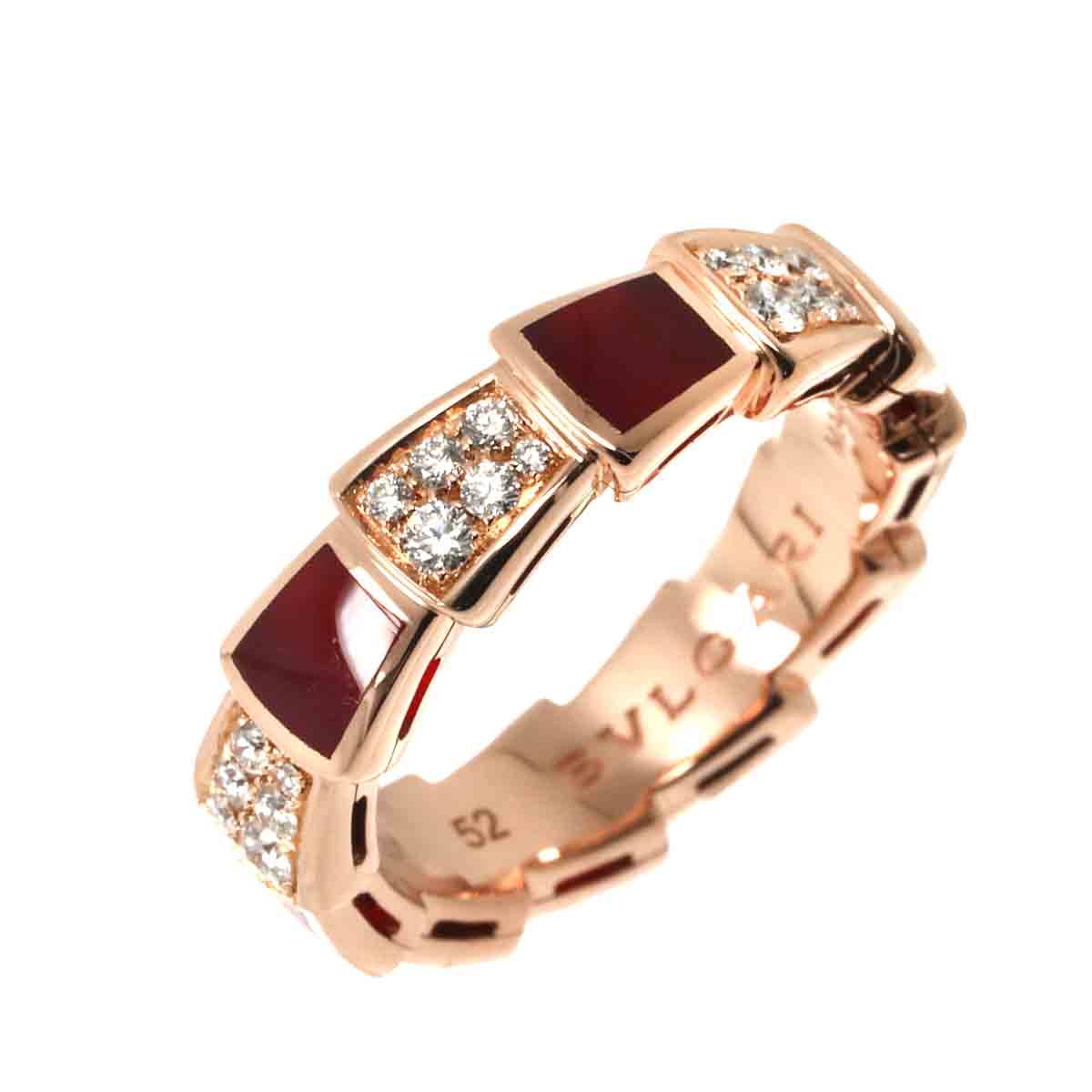 Serpenti Viper Carnelian Diamond Ring 18K PG size52 5.75-6(US)