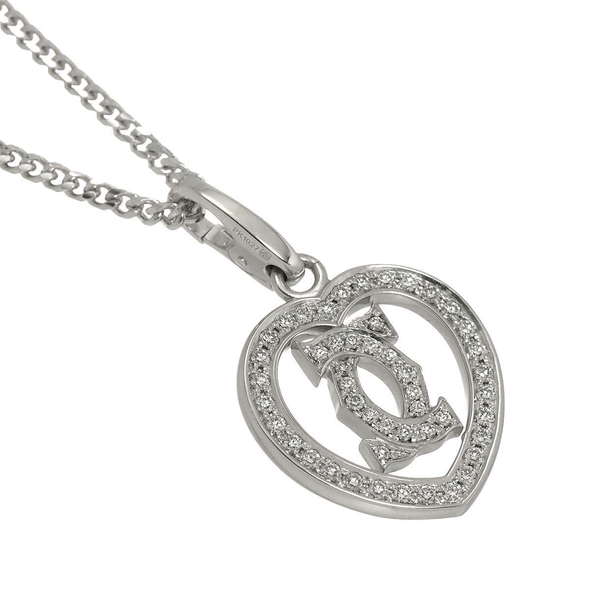 2C Diamond Heart Necklace 18K White Gold 750
