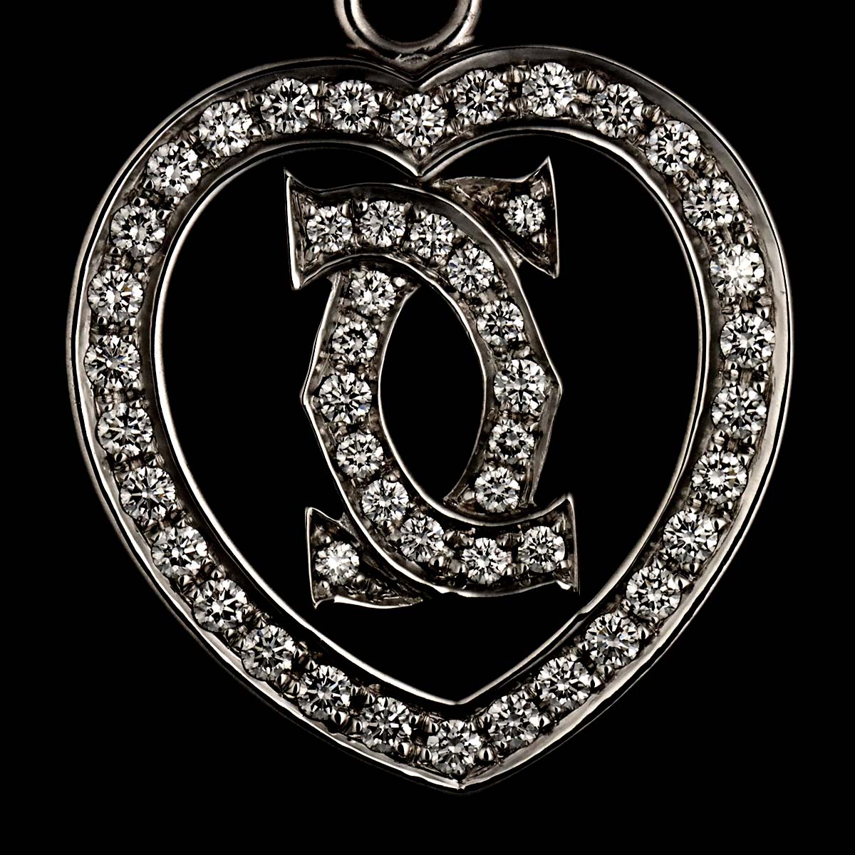 2C Diamond Heart Necklace 18K White Gold 750